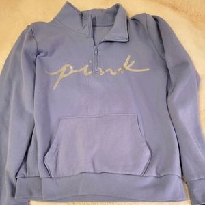 Women's Large VS PINK sweater light purple with silver cursive logo.